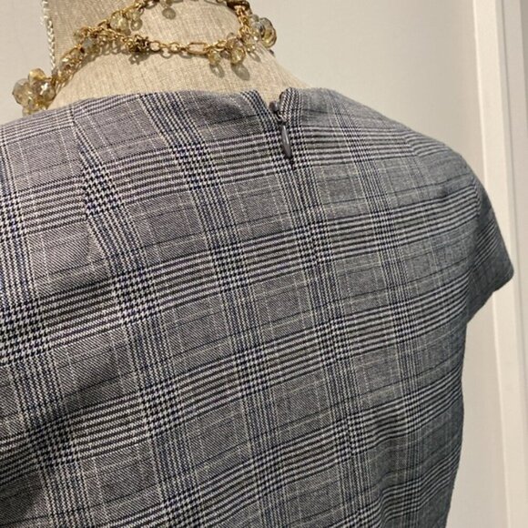 Banana Republic Fitted Gray Plaid Midi Dress Size 6 - Picture 8 of 16